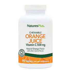 Вітамін С, Orange Juice Vitamin C, 500 мг, Natures Plus, 90 жувальних таблеток