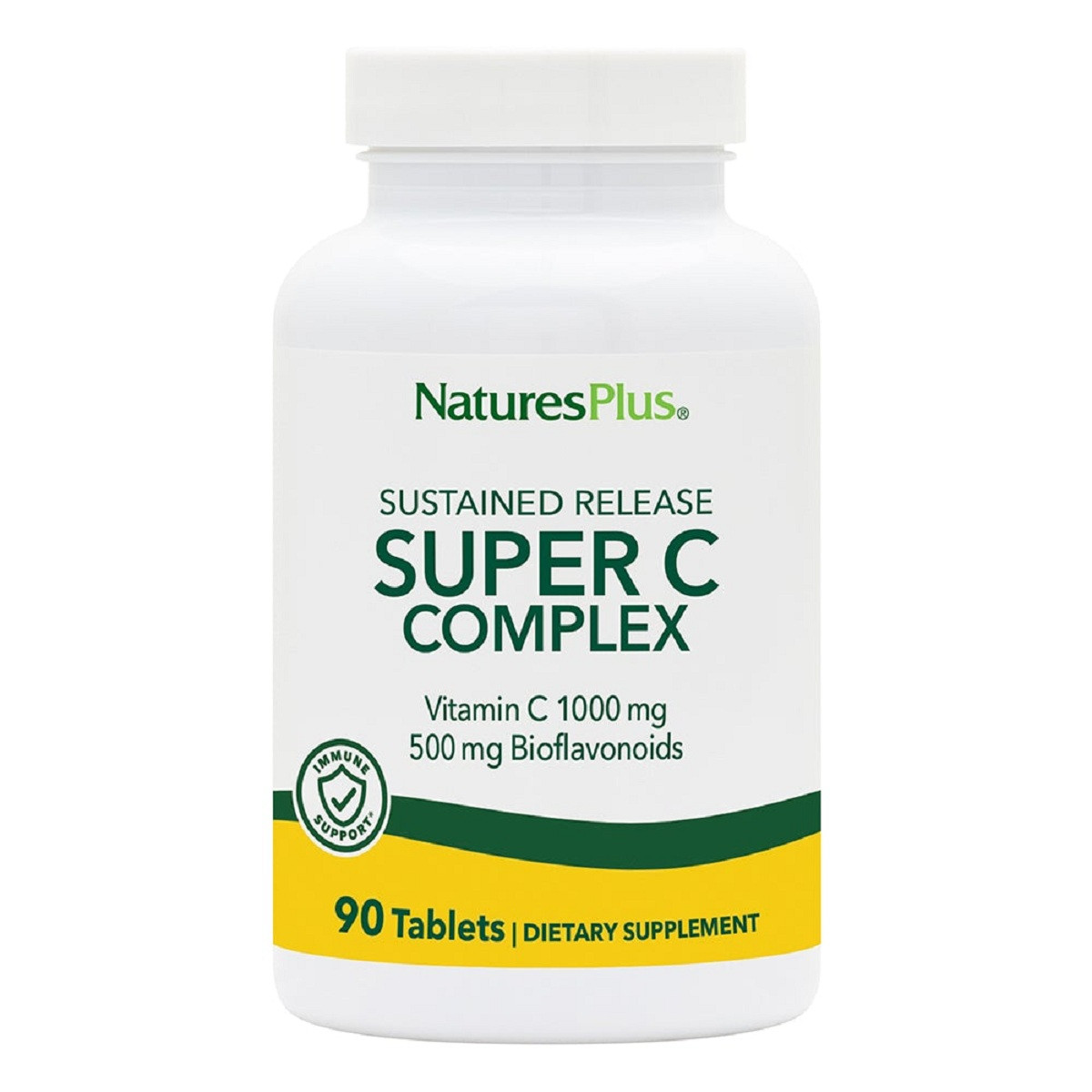 Супер Комплекс Вітаміну С, Уповільненого Вивільнення, Super C Complex, 500 мг, Natures Plus, 90 таблеток, фото 1