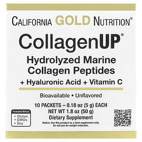 Морський гідролізований Колаген + Гіалуронова кислота + Вітамін C, без ароматизаторів, CollagenUp, California Gold Nutrition, 10