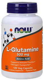 L-Глютамін, 500 мг, Now Foods, 120 вегетаріанських капсул
