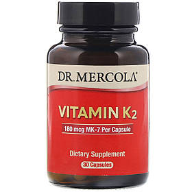 Вітамін K2, 180 мкг, Vitamin K2, Dr. Mercola, 30 капсул
