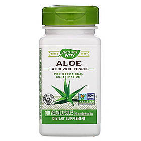 Алое Вера з фенхелем, 140 мг, Aloe Latex with Fennel, Nature's Way, 100 вегетаріанських капсул