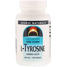 L-Тирозин 500 Мг, L-Tyrosine, Source Naturals, 100 Таблеток