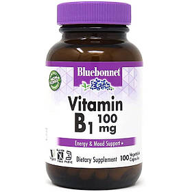 Вітамін B1 100 мг, Vitamin B1, Bluebonnet Nutrition, 100 вегетаріанських капсул