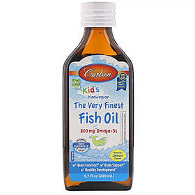 Риб'ячий Жир для Дітей, Лимонний Смак, Kid's Fish Oil Lemon, Carlson, 200 мл