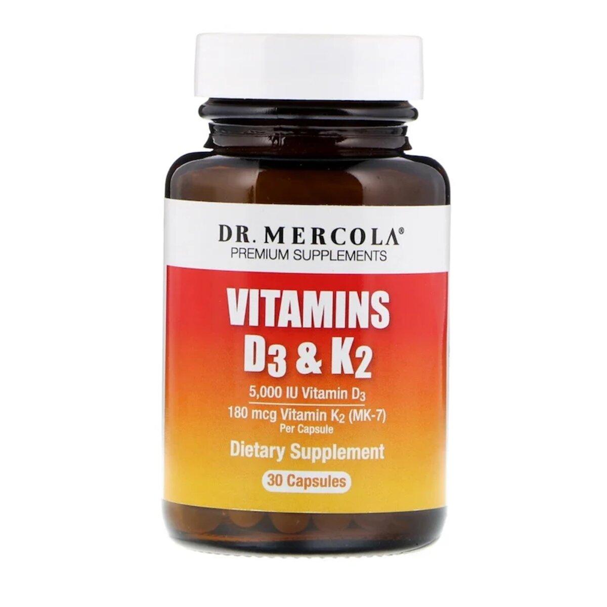 Вітаміни D3 і K2, Vitamins D3 & K2, Dr. Mercola, 30 капсул, фото 1