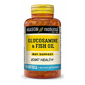 Глюкозамін і Риб'ячий жир, Glucosamine & Fish Oil, Mason Natural, 90 гелевих капсул