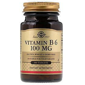 Вітамін В6, 100 мг, Vitamin B6, Solgar, 100 таблеток