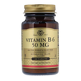 Вітамін В6, 50 мг, Vitamin B6, Solgar, 100 таблеток