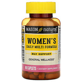 Мультіформула для жінок, Women's Daily Multi Formula, Mason Natural, 90 каплет