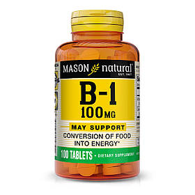 Вітамін B1 100 мг, Vitamin B1, Mason Natural, 100 таблеток