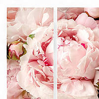 Модульна картина «Ніжні рожеві півонії» Триптих на полотні 90х60 см Стильний настінний декор для інтер’єру, фото 5
