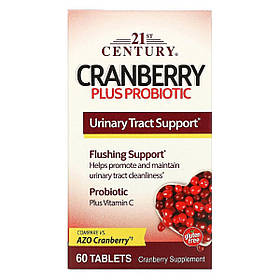 Журавлина з пробіотиком, Cranberry Plus Probiotic, 21st Century, 60 таблеток