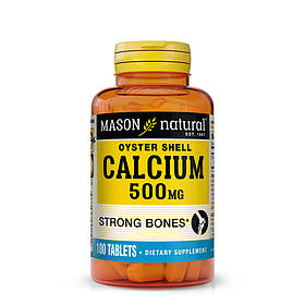 Кальцій з мушлі устриці 500 мг, Calcium 500 mg Oyster Shell, Mason Natural, 100 таблеток