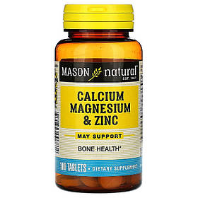 Кальцій, магній та цинк, Calcium Magnesium & Zinc, Mason Natural, 100 таблеток