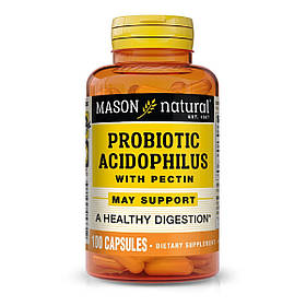 Пробіотик з пектином, Probiotic Acidophilus With Pectin, Mason Natural, 100 капсул