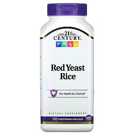 Червоний дріжджовий рис, Red Yeast Rice, 21st Century, 150 вегетаріанських капсул