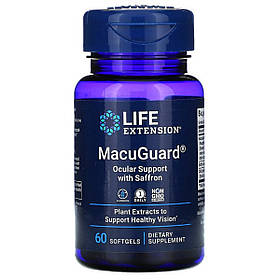 Підтримка Зору з Шафраном, MacuGuard, Ocular Support with Saffron, Life Extension, 60 Гелевих Капсул