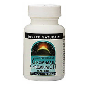 Хром GTF 200 мкг, ChromeMate, Source Naturals, 120 таблеток