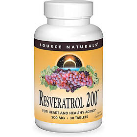 Ресвератрол, 200 мг, Resveratrol, Source Naturals, 30 таблеток