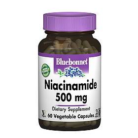 Нiацинамiд (B3) 500мг, Bluebonnet Nutrition, 60 вегетаріанських капсул
