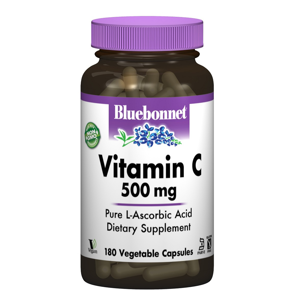 Вiтамiн С 500мг, Bluebonnet Nutrition, 180 вегетаріанських капсул, фото 1