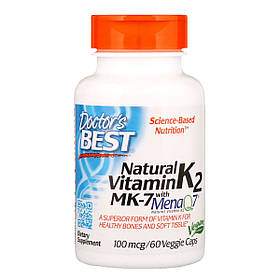 Вітамін К2 в Формі МК-7, Vitamin K2 as MK-7, Doctor's Best, 100 мкг, 60 капсул