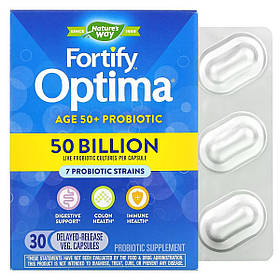 Пробіотики для дорослих 50+, 50 млрд КУО, Fortify Optima Probiotic, Adult 50+, Nature's Way, 30 вегетаріанських капсул