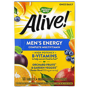 Мультивітамінний комплекс для чоловіків, Alive! Men's Energy Complete Multivitamin, Nature's Way, 50 таблеток