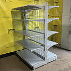 Острівні високі торгові стелажі 2000x1250 з металевими посиленими полицями та гратчастою стінкою MODERN Columb, фото 6