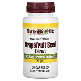 Екстракт насіння грейпфрута, 250 мг, Grapefruit Seed Extract, NutriBiotic, 60 капсул