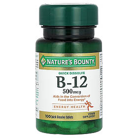 Вітамін B12, 500 мкг, Vitamin B12, Nature's Bounty, 100 таблеток