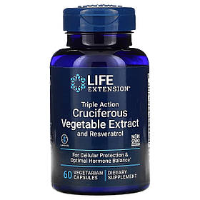 Екстракт хрестоцвітих потрійної дії з ресвератролом, Triple Action Cruciferous Vegetable Extract with Resveratrol, Life Extension,