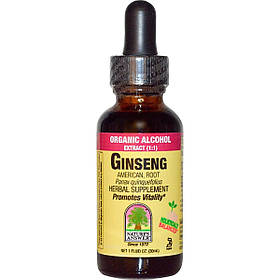 Американський Женьшень, екстракт органічного спирту (1:1), Ginseng, American, Root, Organic Alcohol Extract, Nature's Answer, 30
