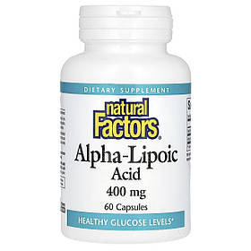 Альфа-ліпоєва кислота, 400 мг, Alpha-Lipoic Acid, Natural Factors, 60 капсул