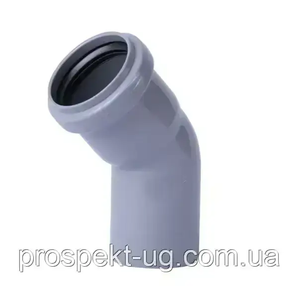 Коліно поліпропіленове 50 мм 45° для внутрішньої каналізації, фото 1