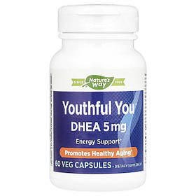 Дегідроепіандростерон, 5 мг, DHEA, Youthful You, Nature's Way, 60 вегетаріанських капсул