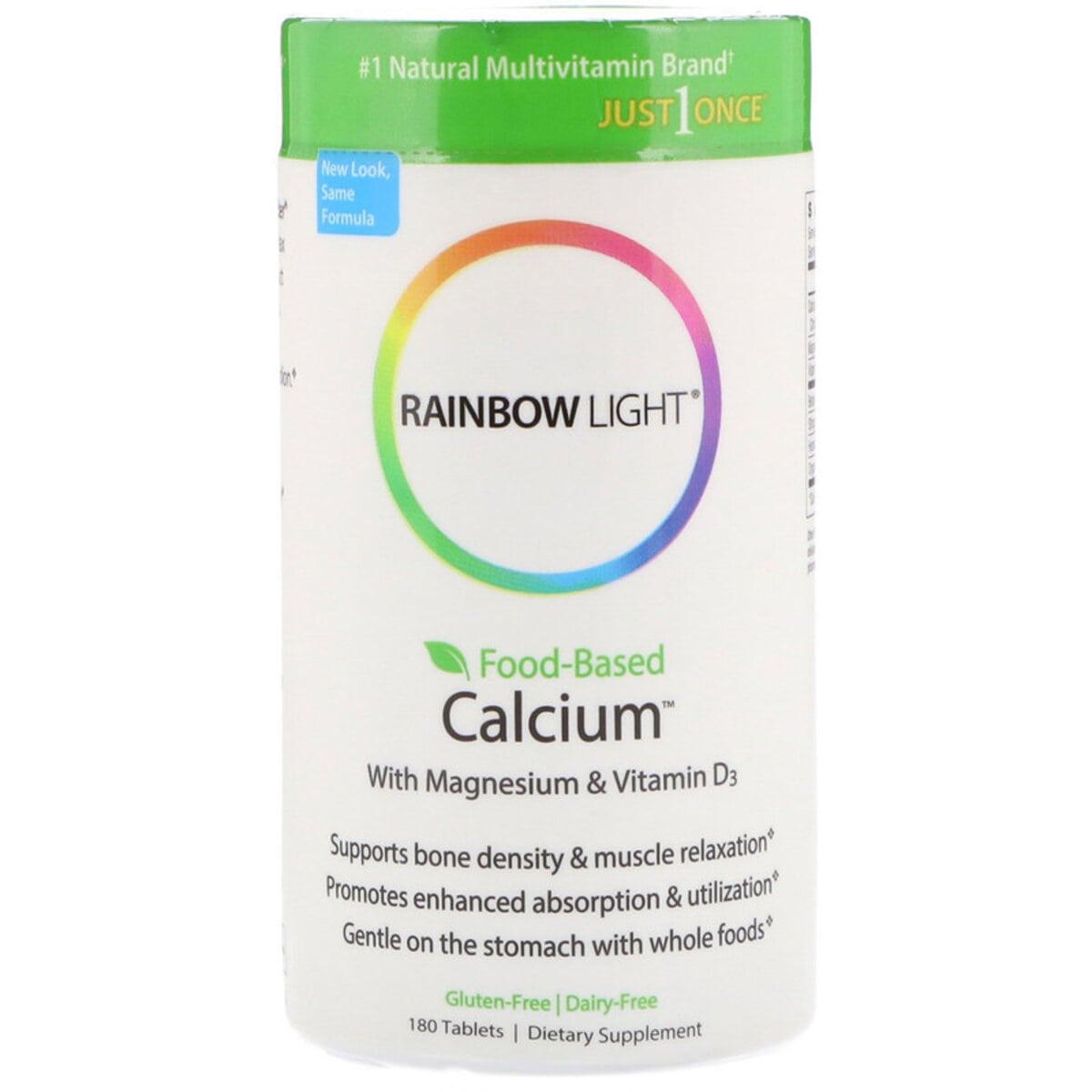 Кальцій з Магнієм і Вітаміном D3, Food-Based Calcium with Magnesium & Vitamin D3, Rainbow Light, 180 таблеток, фото 1