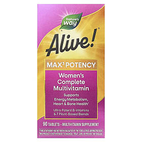 Мультивітаміни для жінок, Alive! Max3 Potency, Women's Complete Multivitamin, Nature's Way, 90 таблеток