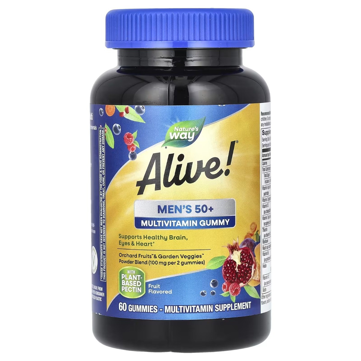Мультивітаміни для чоловіків 50+, смак фруктів, Alive! Men's 50+ Multivitamin Gummy, Nature's Way, 60 жувальних цукерок, фото 1