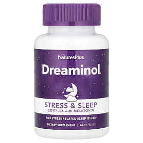 Комплекс для зняття стресу з мелатоніном, Stress & Sleep Complex, with Melatonin, Natures Plus, 60 капсул