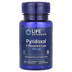Піридоксаль 5'-фосфат, Вітамін B6, 100 мг, Pyridoxal 5'-Phosphate Caps, Life Extension, 60 вегетаріанських капсул