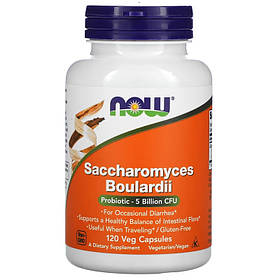 Сахароміцети Буларді, 5 млрд КУО, Saccharomyces Boulardii, Now Foods, 120 вегетаріанських капсул