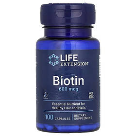 Біотин, 600 мкг, Biotin, Life Extension, 100 капсул
