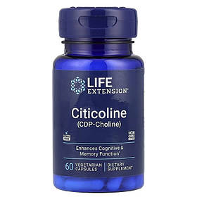Цитиколін, 500 мг порції, Citicoline (CDP Choline), Life Extension, 60 вегетаріанських капсул