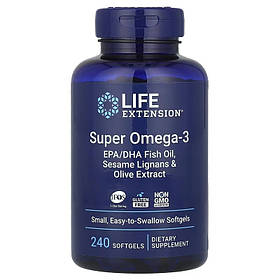 Супер Омега-3, Super Omega-3, Life Extension, 240 гелевих капсул