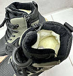 Зимові дитячі черевики Jong Golf на овчині водовідштовхуючі чорні/хакі 32-37, фото 7