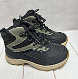 Зимові дитячі черевики Jong Golf на овчині водовідштовхуючі чорні/хакі 32-37, фото 6