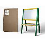 Дитячий двосторонній мольберт з аксесуарами, упакований у коробку, колір жовто-зелений, фото 3