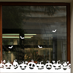 Вінілові наклейки Хелловін Веселі гарбузи кажани декор вікон самоклейка Happy Pocket Набір білий матовий